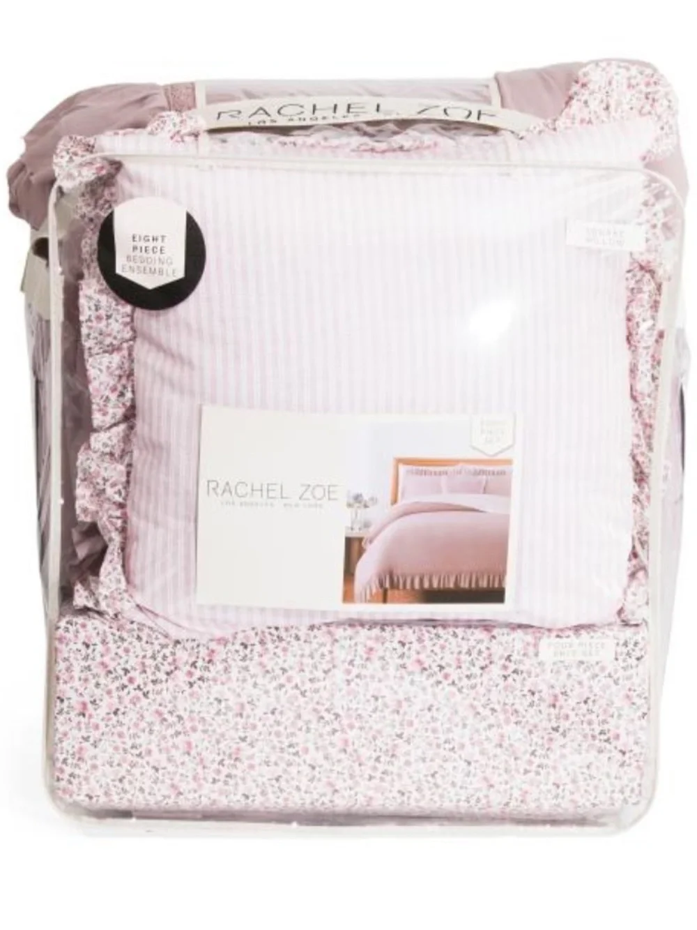 Rachel Zoe Soft Pink Floral & Stripe 8-Piece Comforter Set